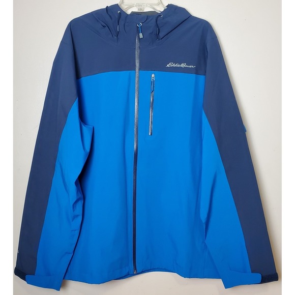 Eddie Bauer Other - Eddie Bauer Weatheredge Stretch Lightweight Hooded Raincoat Rain Jacket Blue 2XL
